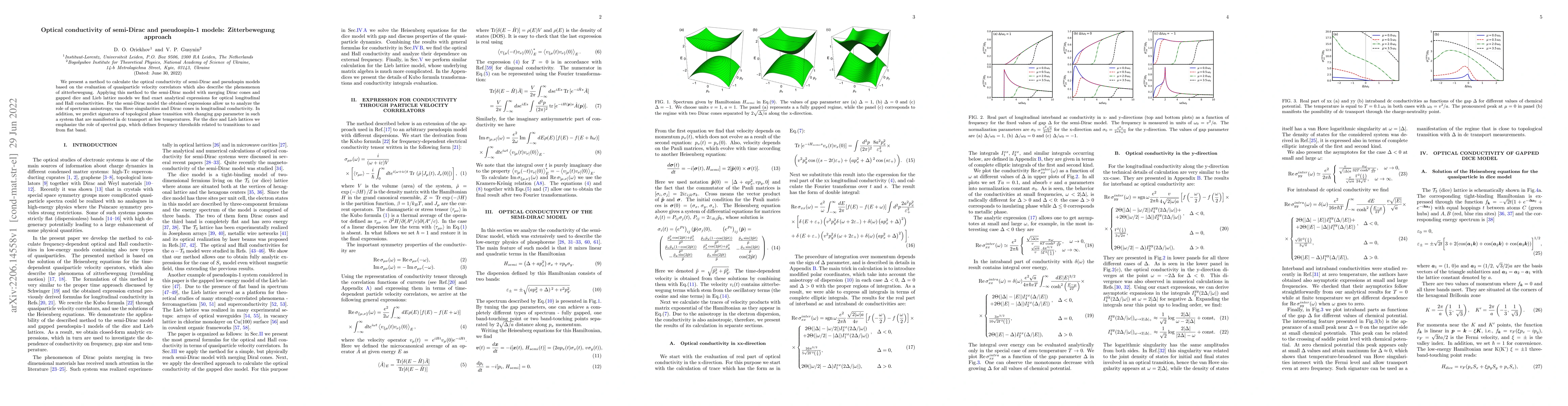 Thumbnail for Optical conductivity of semi-Dirac and pseudospin-1 models:
  Zitterbewegung approach