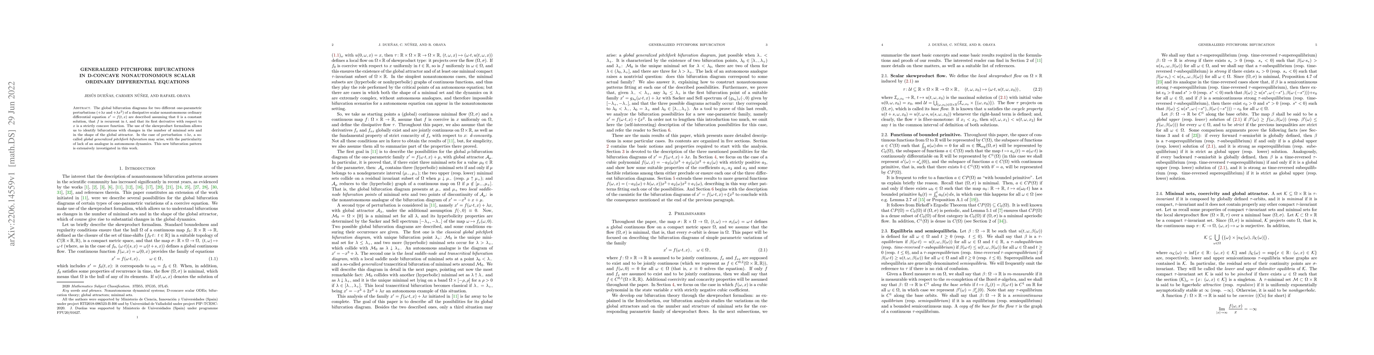 Thumbnail for Generalized Pitchfork Bifurcations in D-Concave Nonautonomous Scalar
  Ordinary Differential Equations