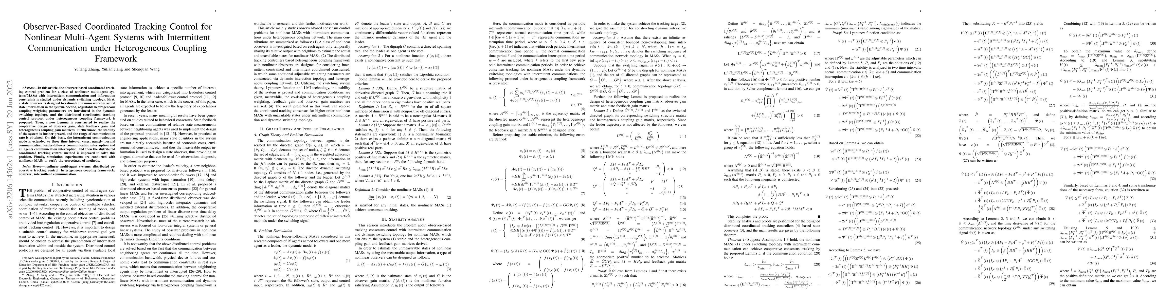 Thumbnail for Observer-Based Coordinated Tracking Control for Nonlinear Multi-Agent
  Systems with Intermittent Communication under Heterogeneous Coupling
  Framework