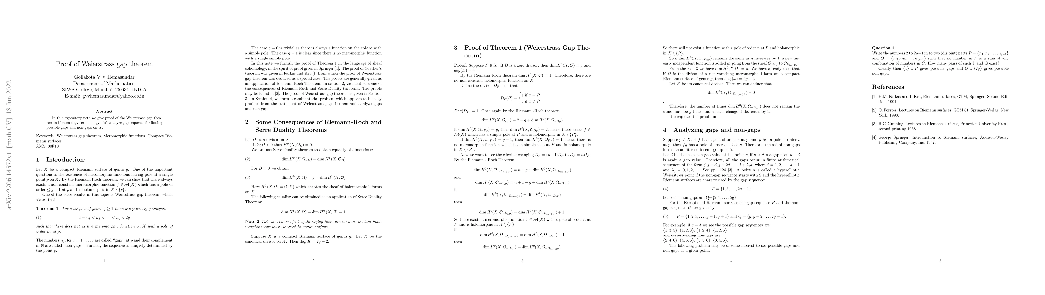 Thumbnail for Proof of Weierstrass gap theorem