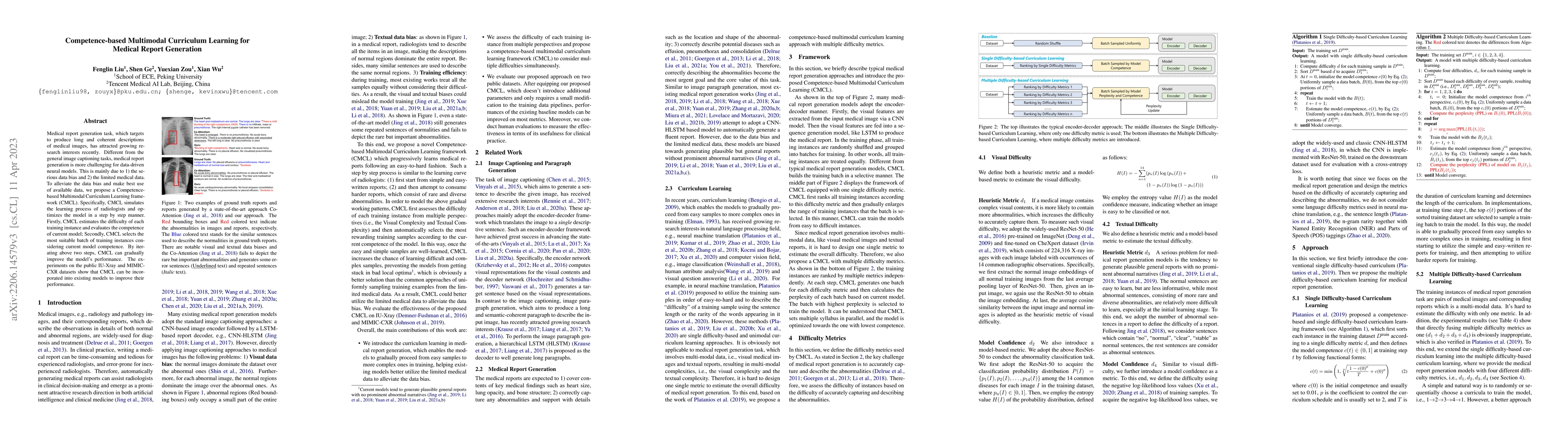 Thumbnail for Competence-based Multimodal Curriculum Learning for Medical Report
  Generation