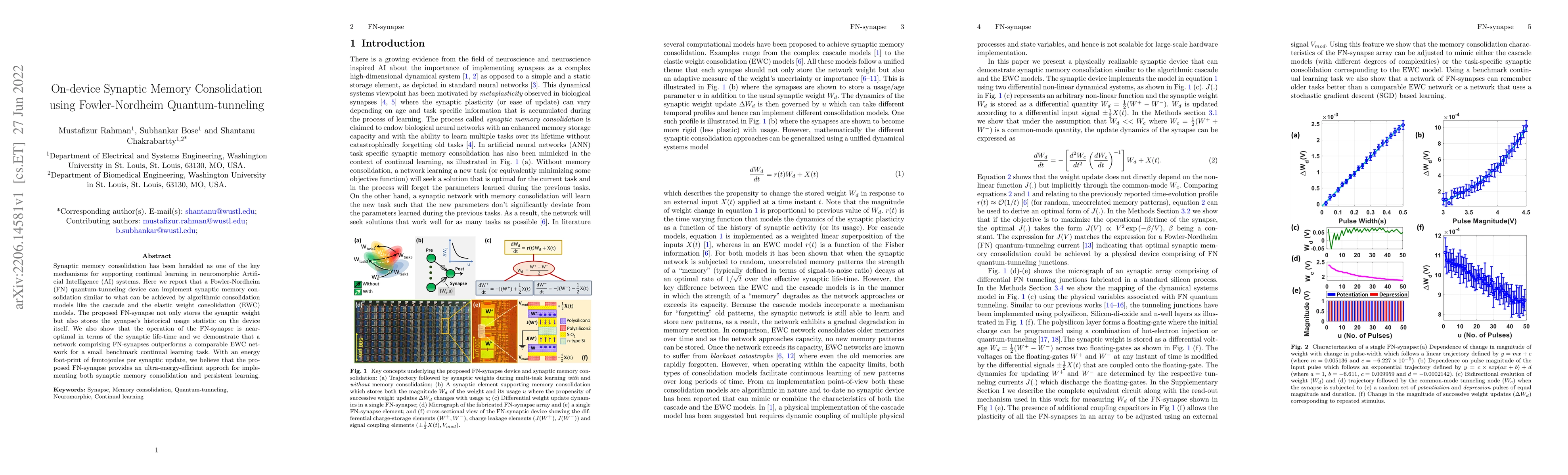 Thumbnail for On-device Synaptic Memory Consolidation using Fowler-Nordheim
  Quantum-tunneling