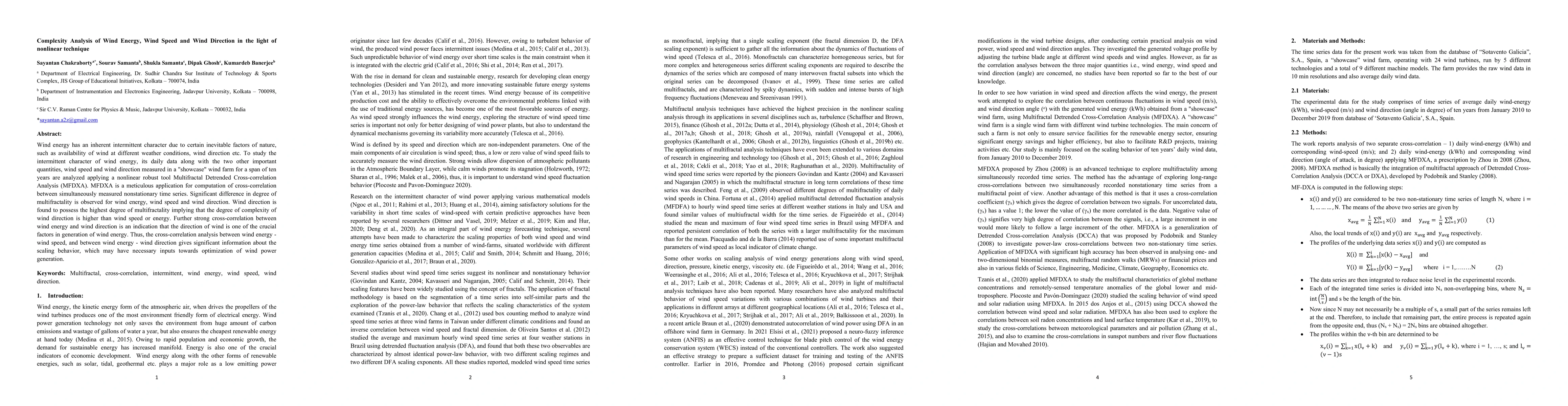 Thumbnail for Complexity Analysis of Wind Energy, Wind Speed and Wind Direction in the
  light of nonlinear technique