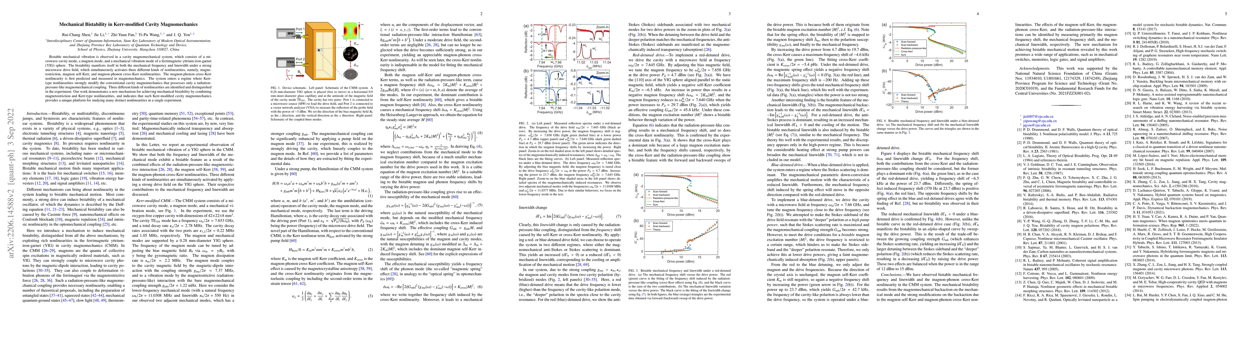 Thumbnail for Mechanical Bistability in Kerr-modified Cavity Magnomechanics