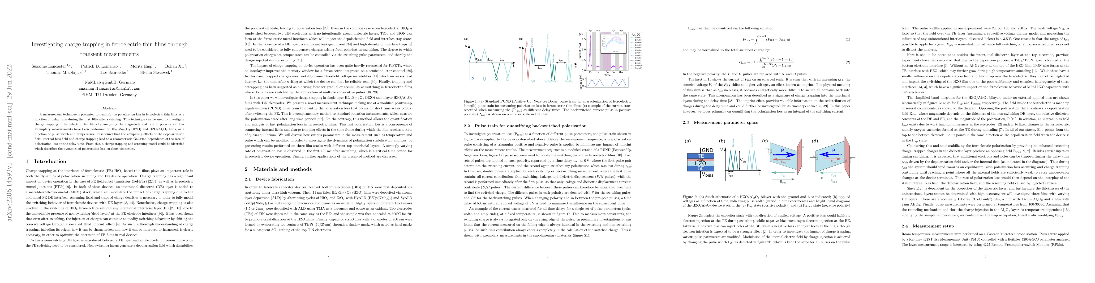 Thumbnail for Investigating charge trapping in ferroelectric thin films through
  transient measurements