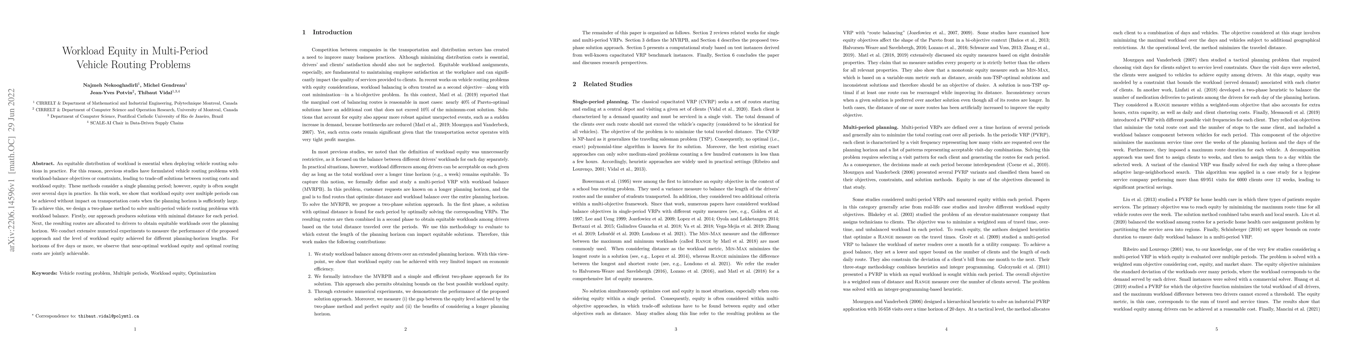 Thumbnail for Workload Equity in Multi-Period Vehicle Routing Problems