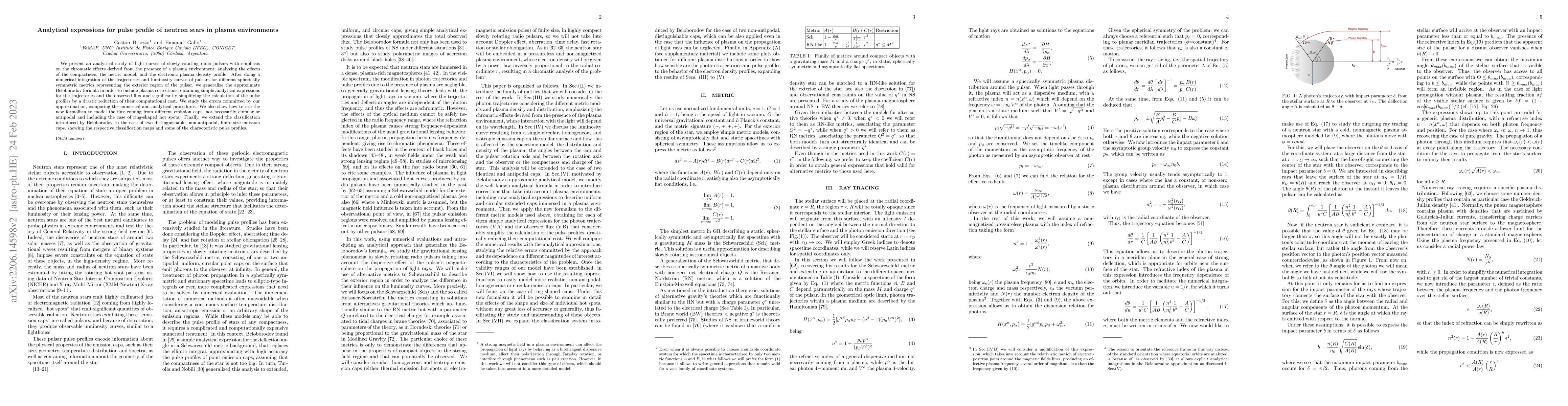 Thumbnail for Analytical expressions for pulse profile of neutron stars in plasma
  environments