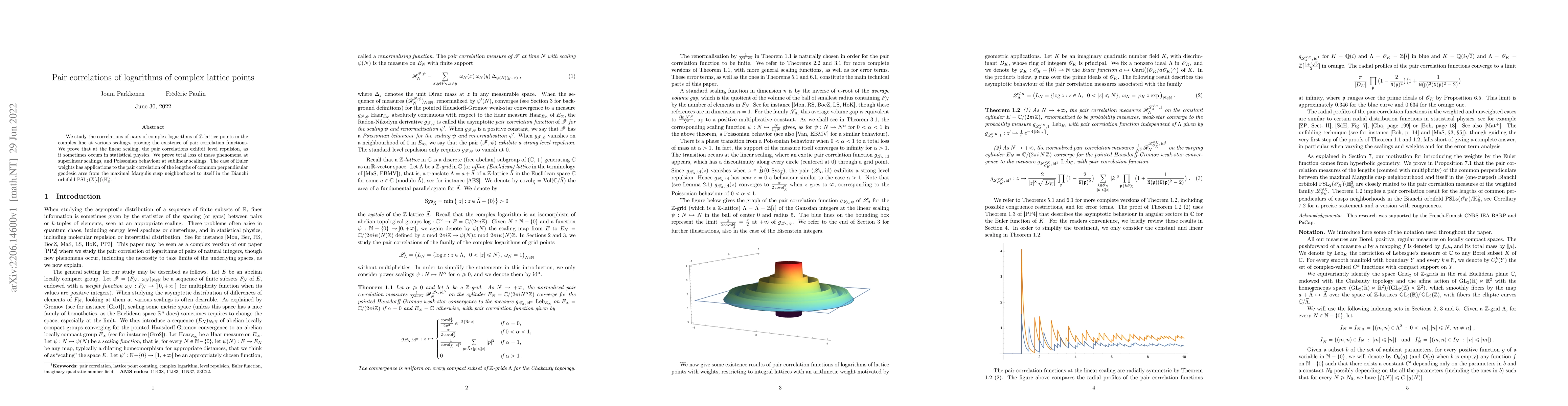 Thumbnail for Pair correlations of logarithms of complex lattice points
