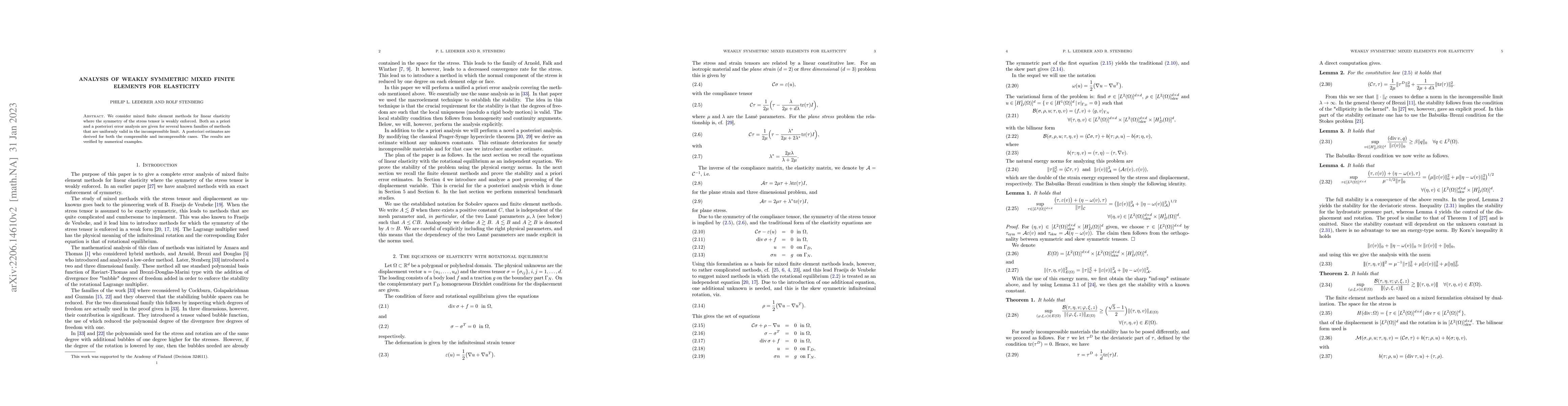 Thumbnail for Analysis of Weakly Symmetric Mixed Finite Elements for Elasticity