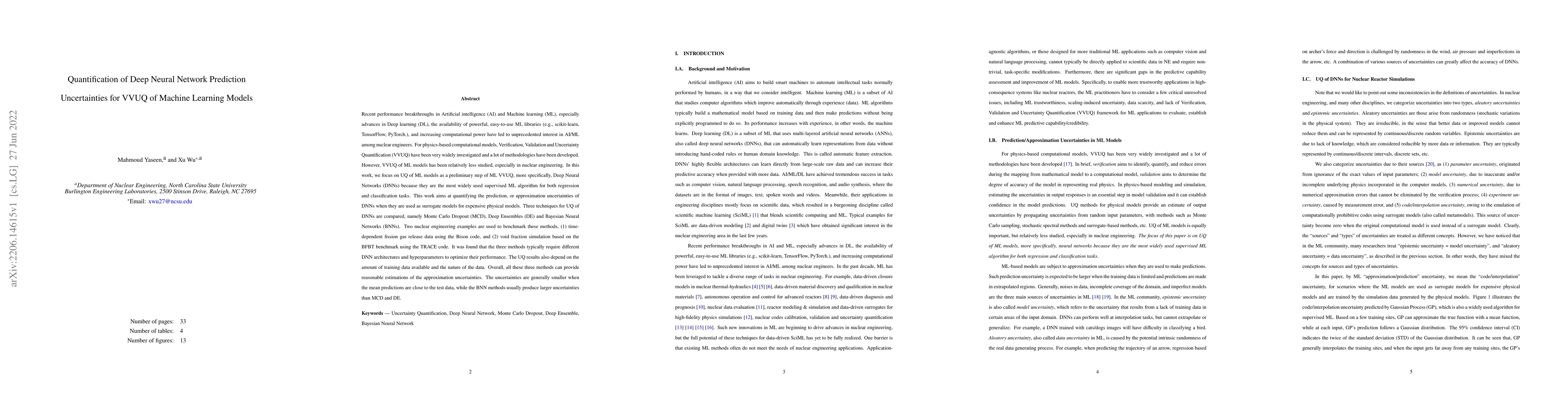 Thumbnail for Quantification of Deep Neural Network Prediction Uncertainties for VVUQ
  of Machine Learning Models
