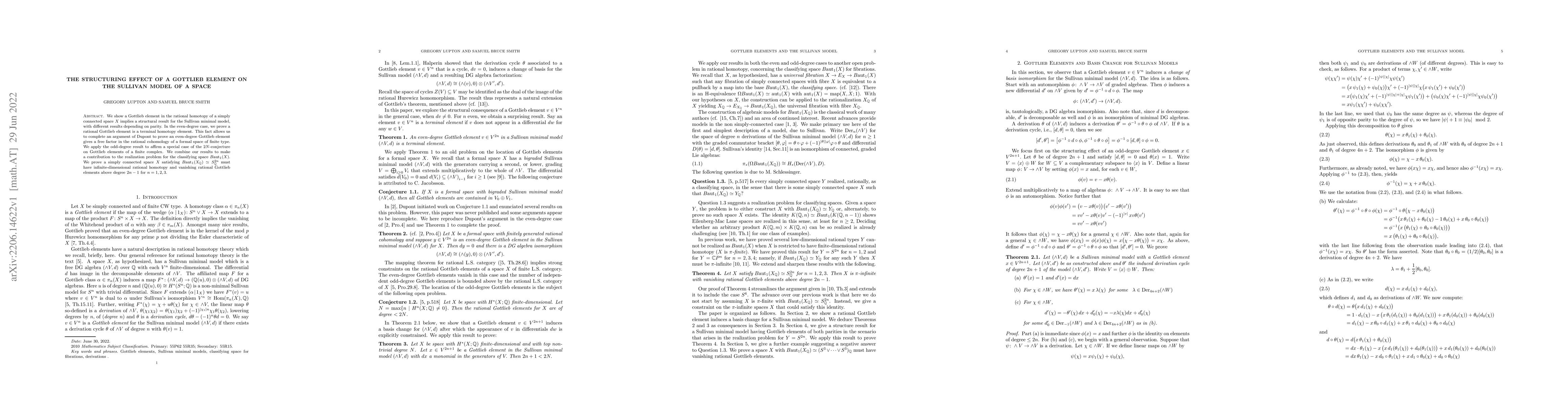 Thumbnail for The structuring effect of a Gottlieb element on the Sullivan minimal
  model of a space
