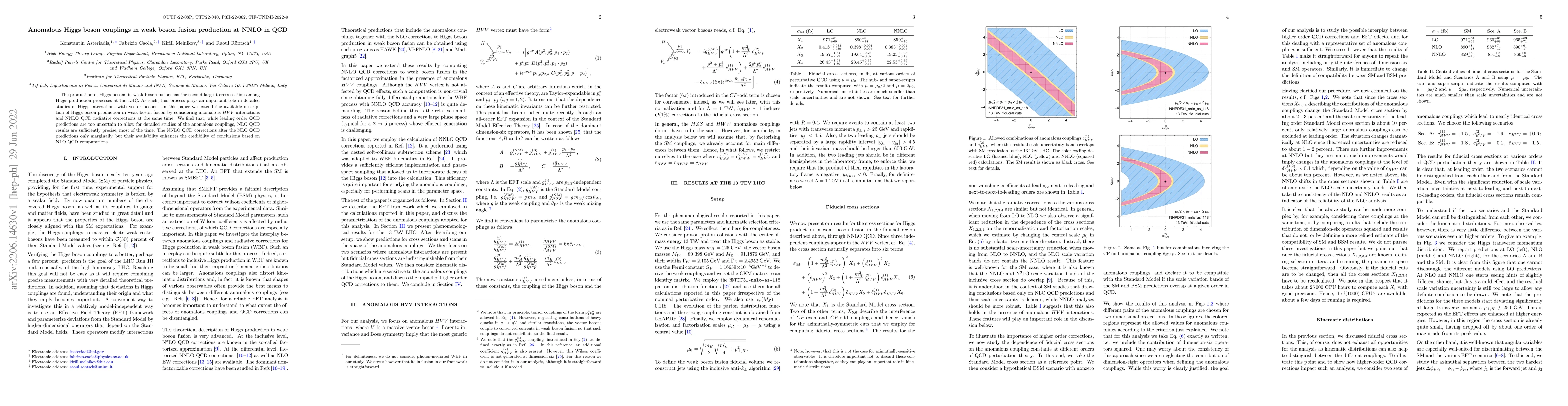 Thumbnail for Anomalous Higgs boson couplings in weak boson fusion production at NNLO
  in QCD