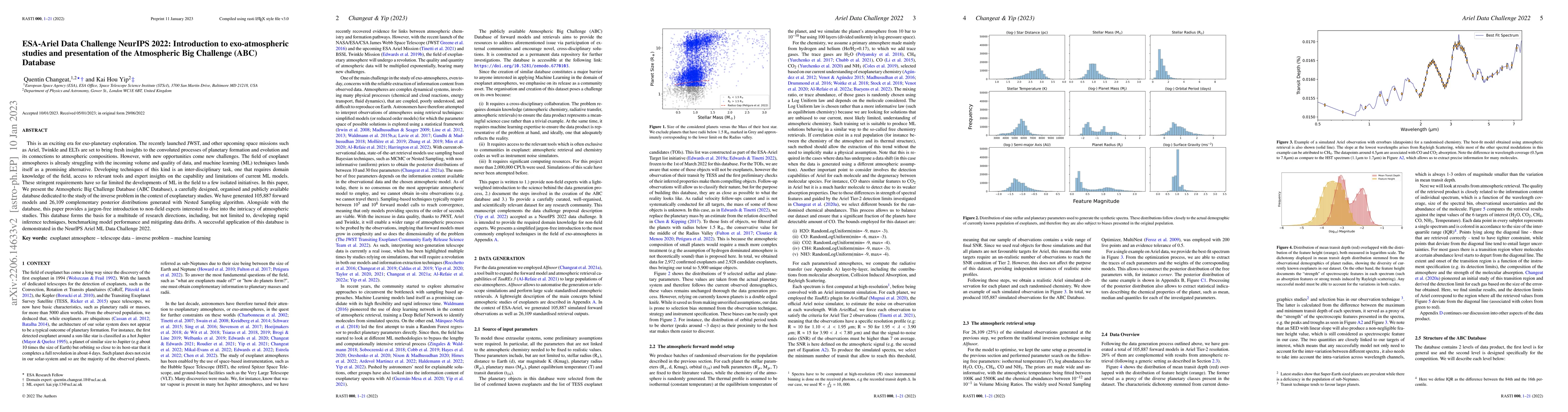 Thumbnail for ESA-Ariel Data Challenge NeurIPS 2022: Introduction to exo-atmospheric
  studies and presentation of the Atmospheric Big Challenge (ABC) Database
