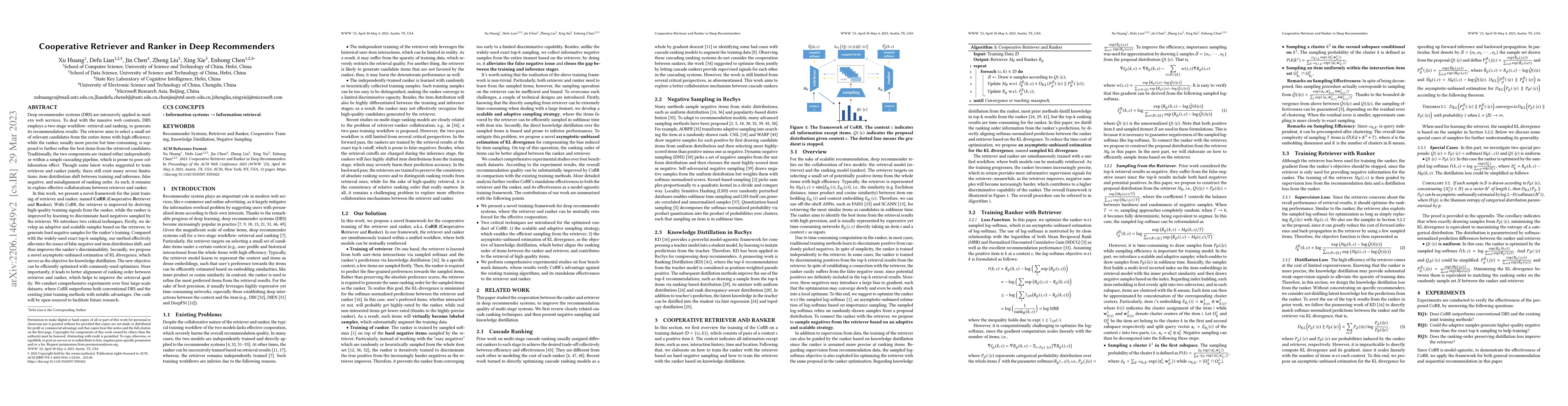 Thumbnail for Cooperative Retriever and Ranker in Deep Recommenders
