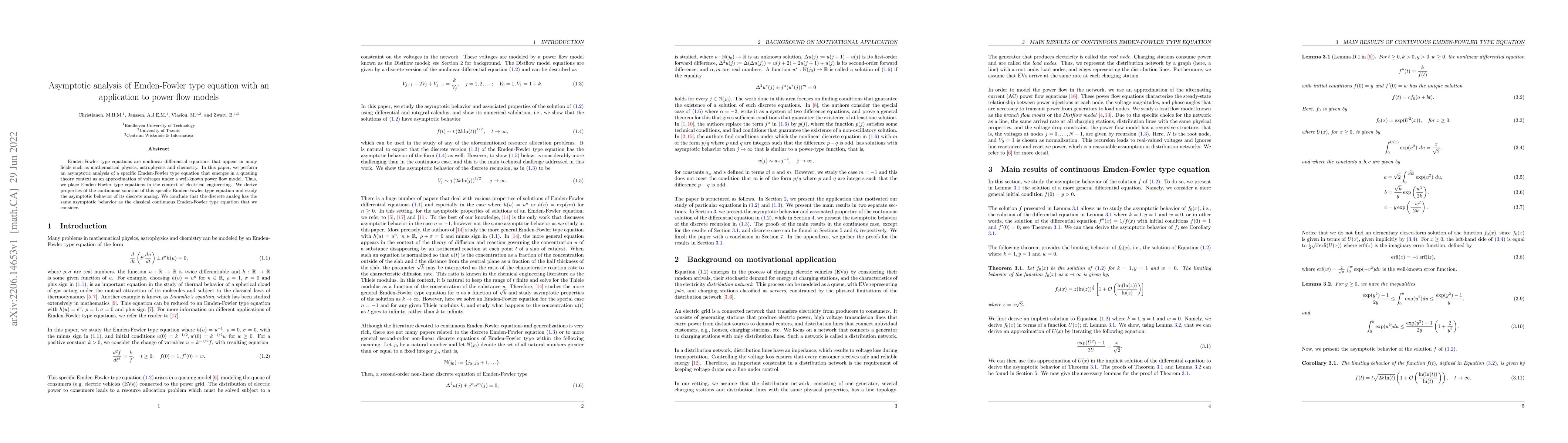 Thumbnail for Asymptotic analysis of Emden-Fowler type equation with an application to
  power flow models
