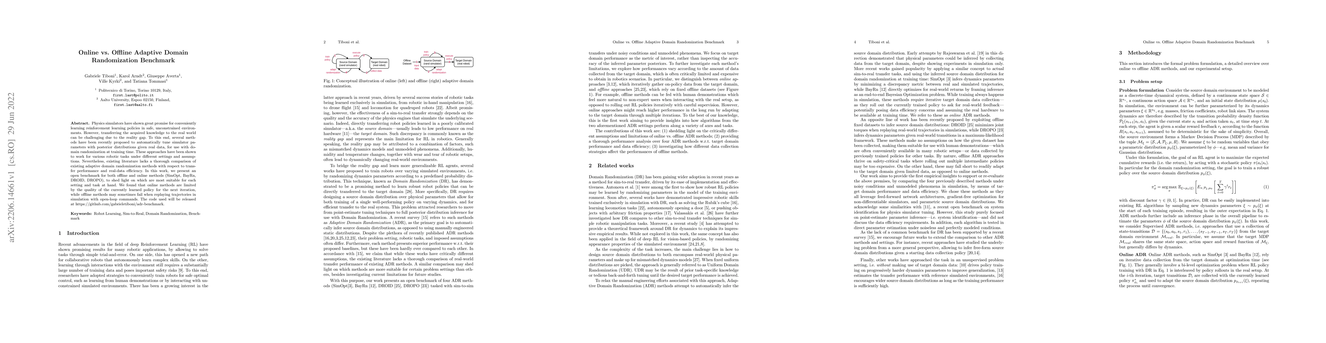 Thumbnail for Online vs. Offline Adaptive Domain Randomization Benchmark