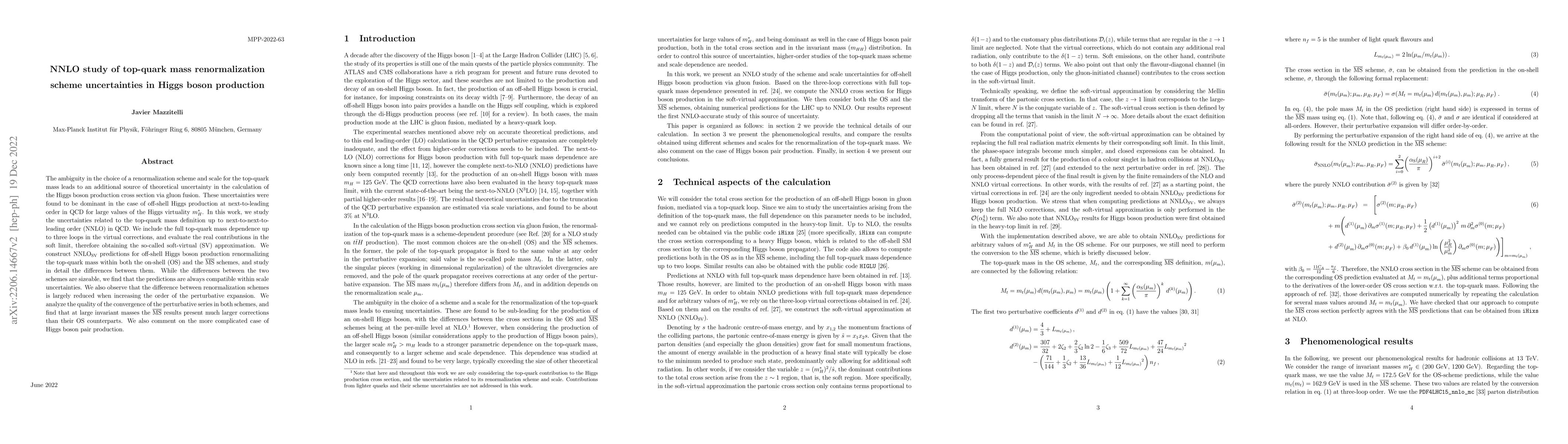 Thumbnail for NNLO study of top-quark mass renormalization scheme uncertainties in
  Higgs boson production