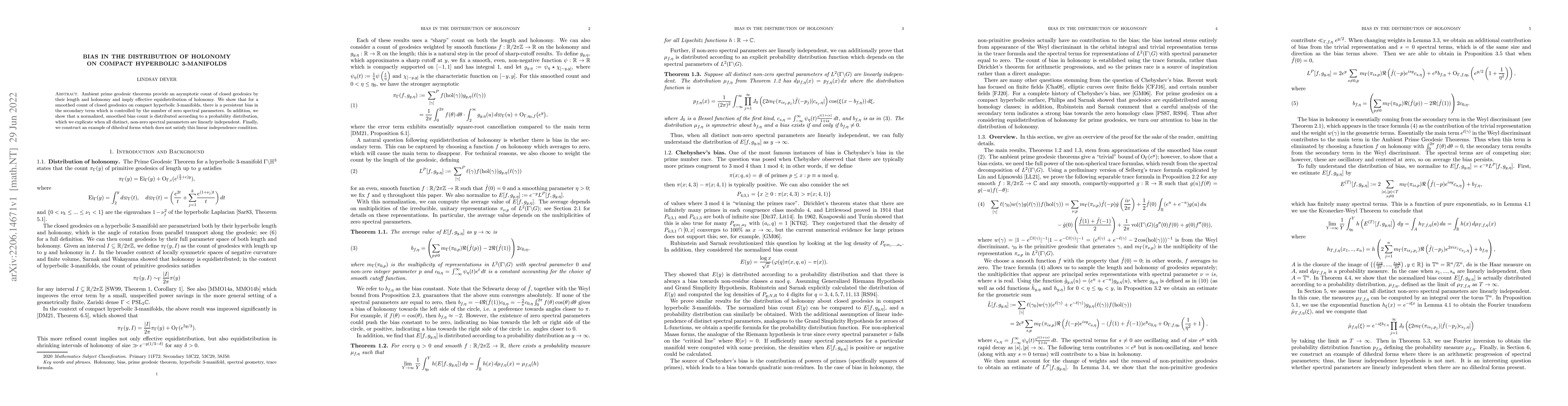 Thumbnail for Bias in the distribution of holonomy on compact hyperbolic 3-manifolds