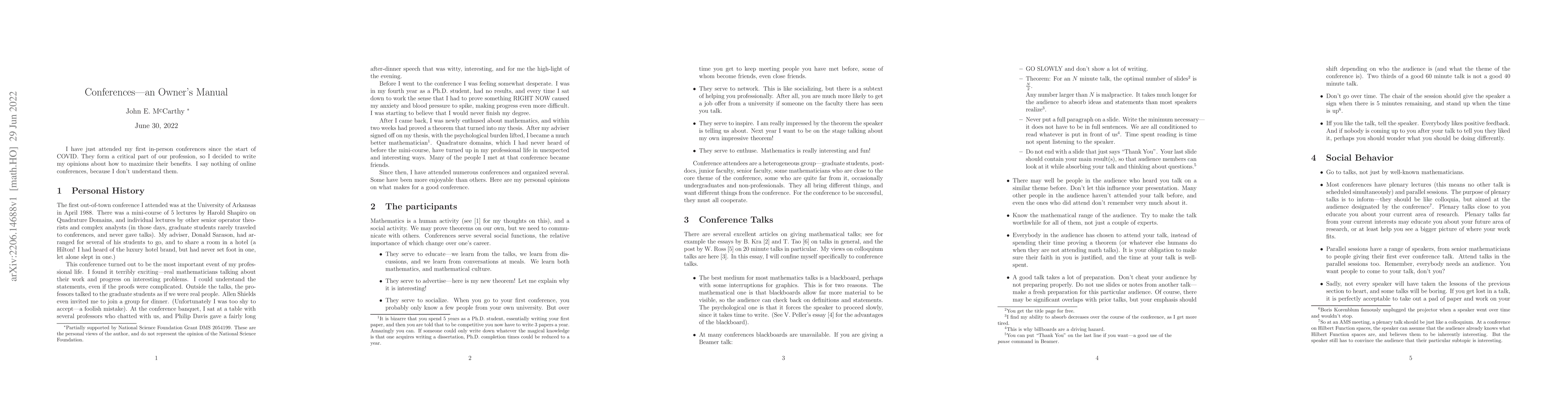 Thumbnail for Conferences -- An Owner's Manual
