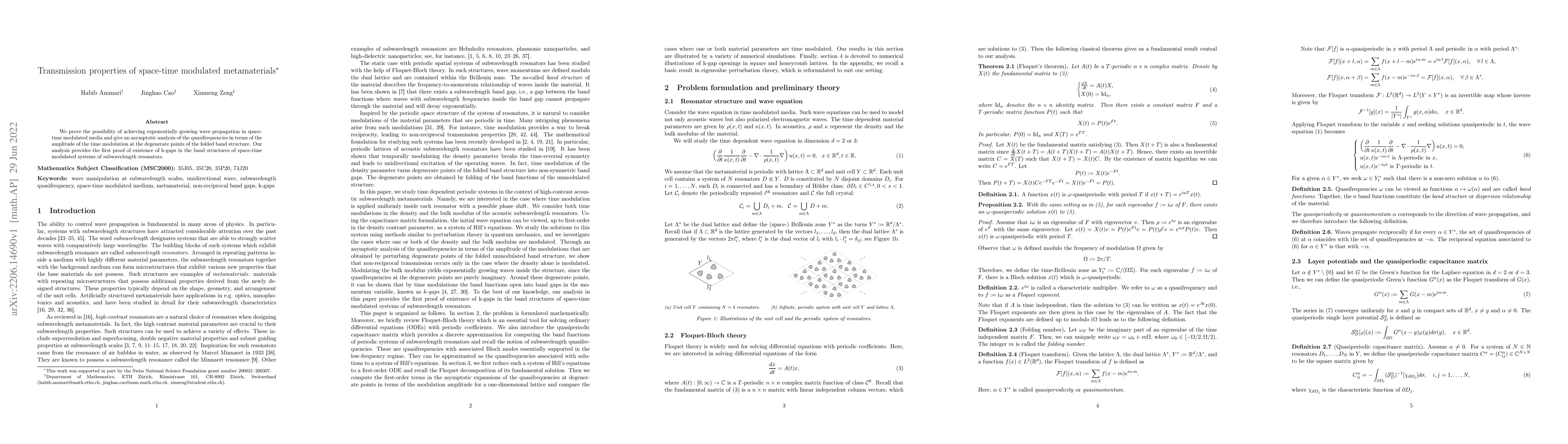 Thumbnail for Transmission properties of space-time modulated metamaterials