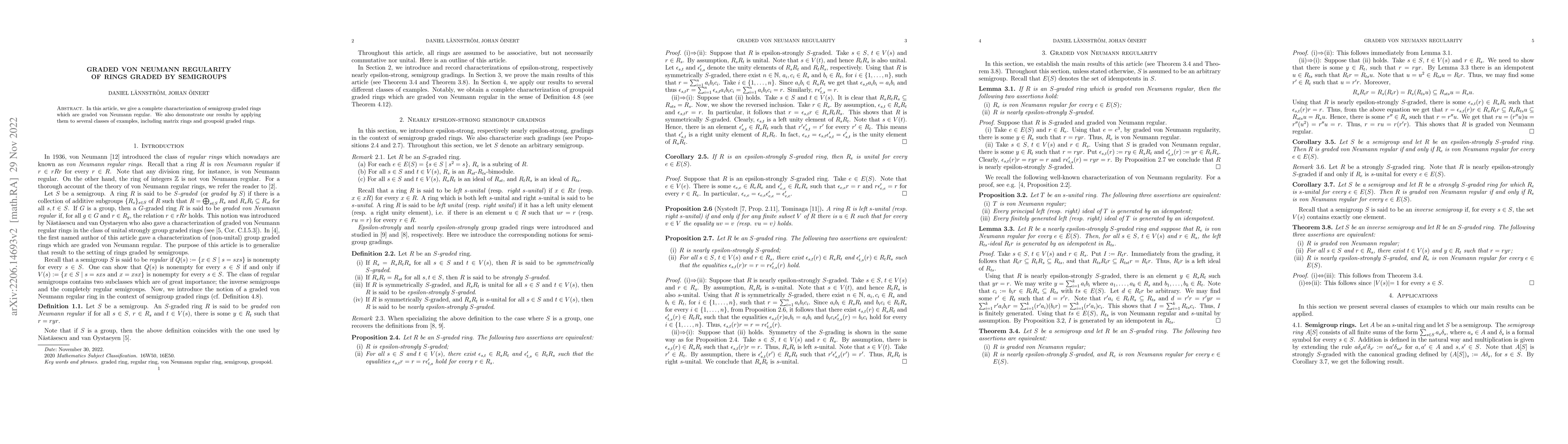 Thumbnail for Graded von Neumann regularity of rings graded by semigroups
