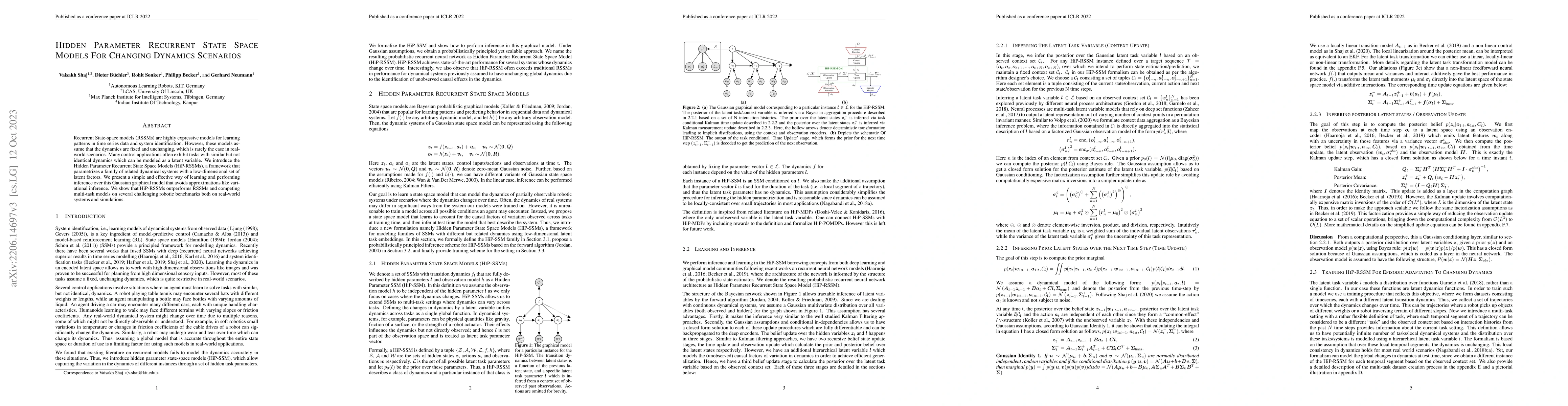 Thumbnail for Hidden Parameter Recurrent State Space Models For Changing Dynamics
  Scenarios