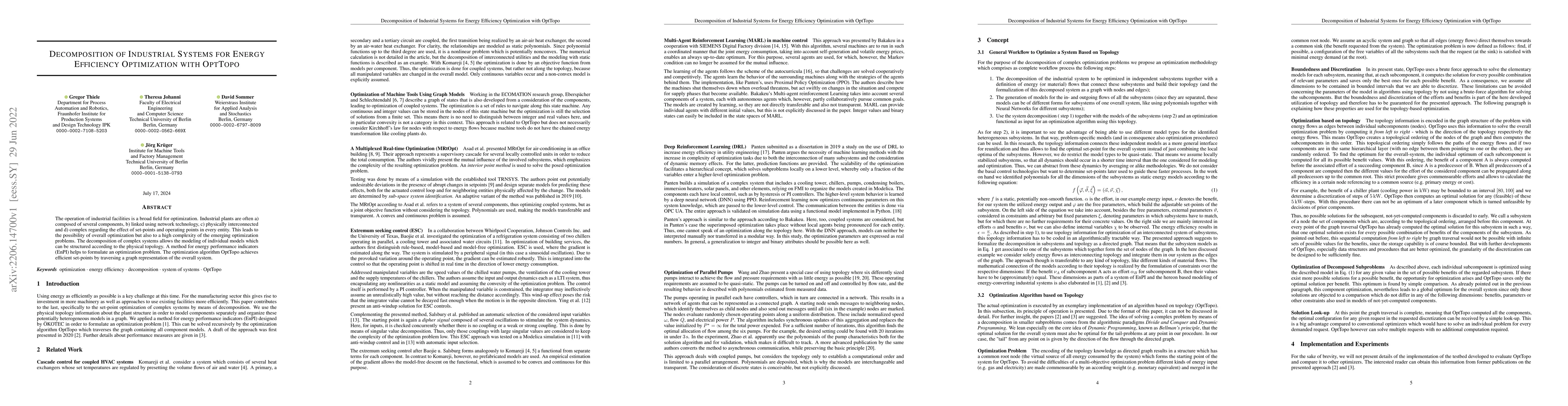 Thumbnail for Decomposition of Industrial Systems for Energy Efficiency Optimization
  with OptTopo