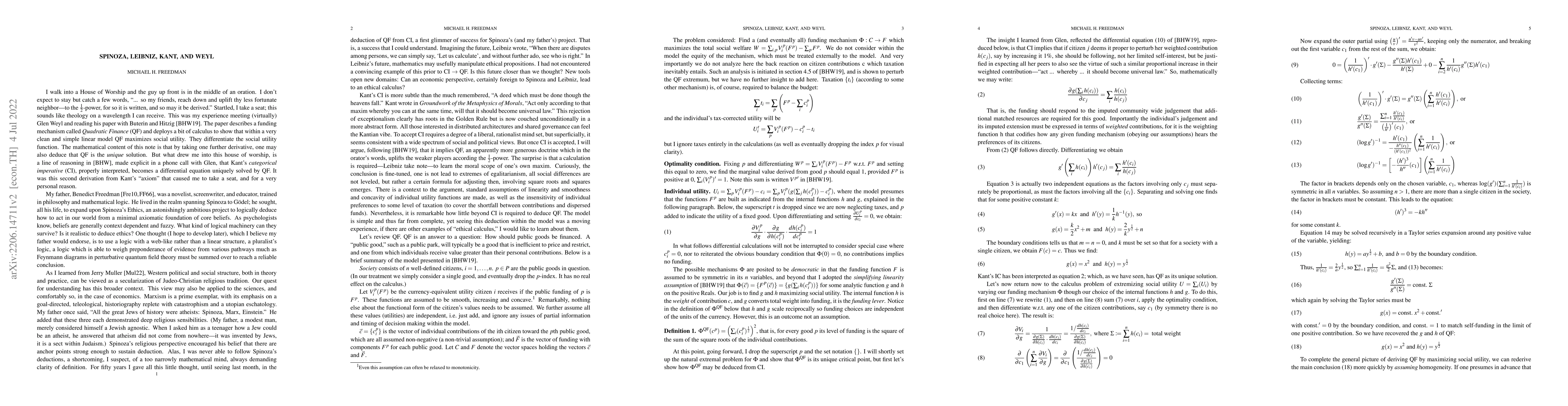 Thumbnail for Spinoza, Leibniz, Kant, and Weyl