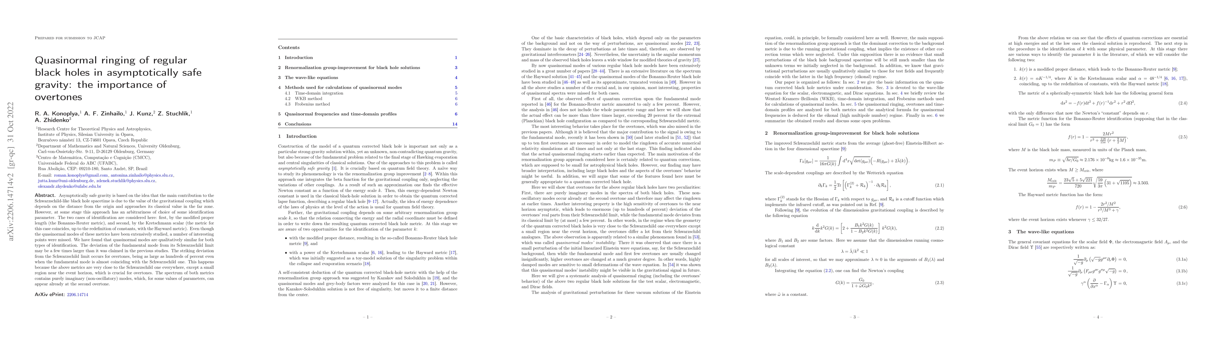 Thumbnail for Quasinormal ringing of regular black holes in asymptotically safe
  gravity: the importance of overtones