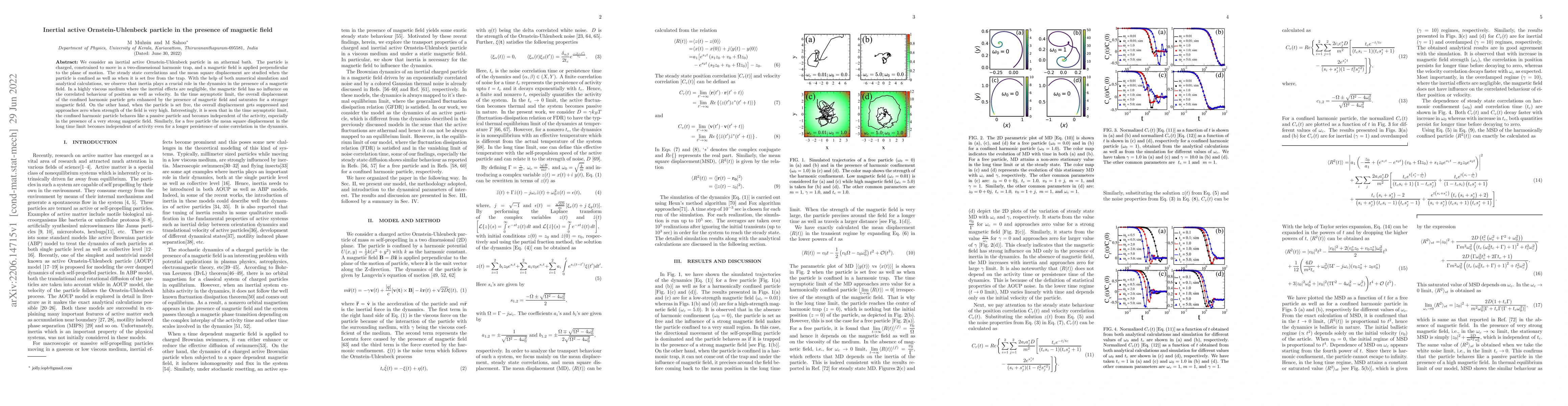 Thumbnail for Inertial active Ornstein-Uhlenbeck particle in the presence of magnetic
  field