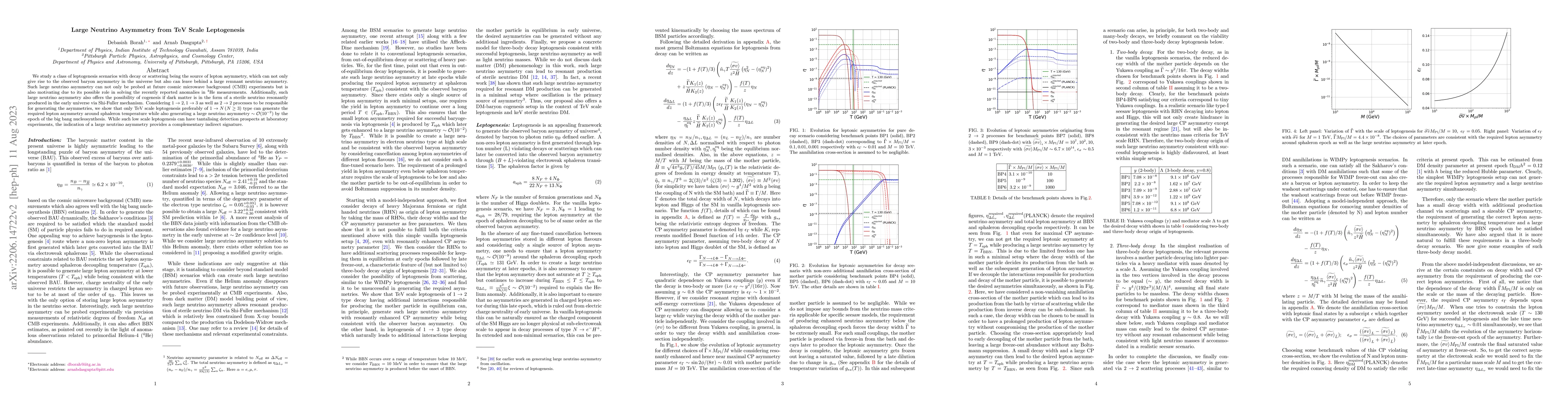 Thumbnail for Large Neutrino Asymmetry from TeV Scale Leptogenesis