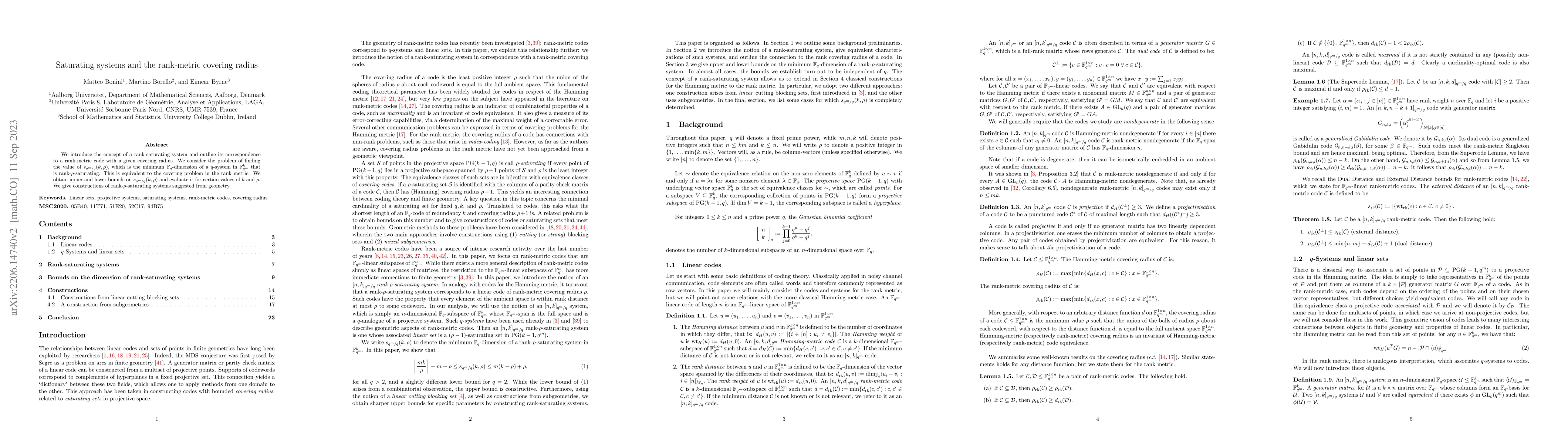 Thumbnail for Saturating systems and the rank covering radius