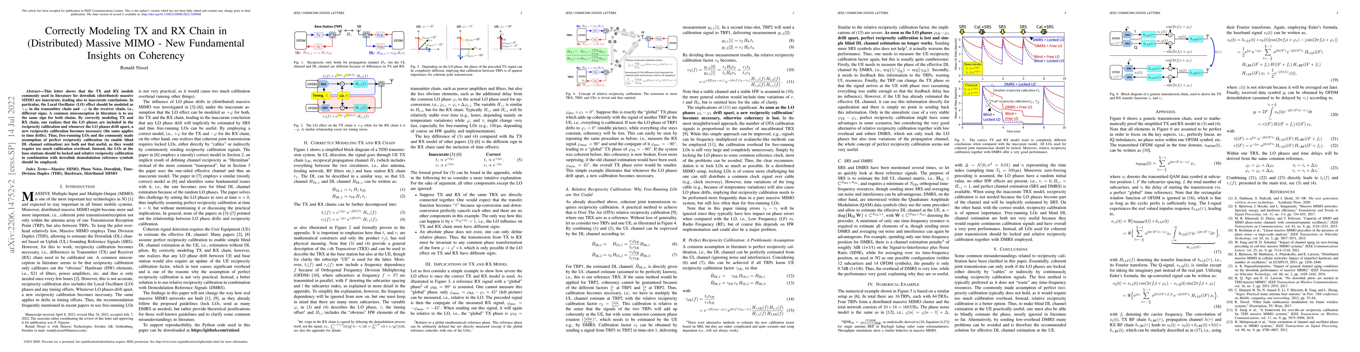 Thumbnail for Correctly Modeling TX and RX Chain in (Distributed) Massive MIMO -- New
  Fundamental Insights on Coherency