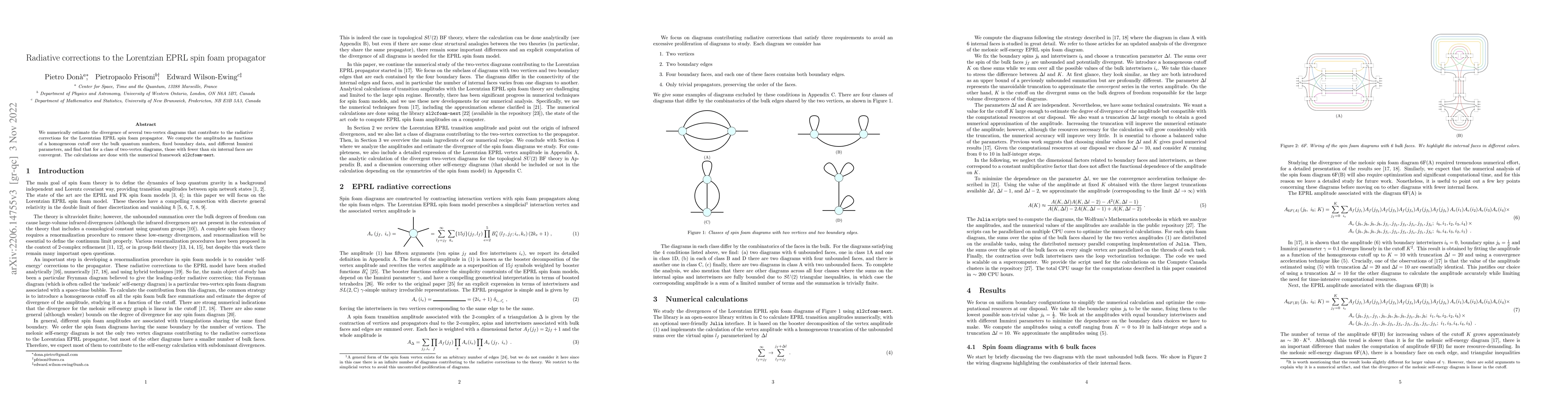 Thumbnail for Radiative corrections to the Lorentzian EPRL spin foam propagator