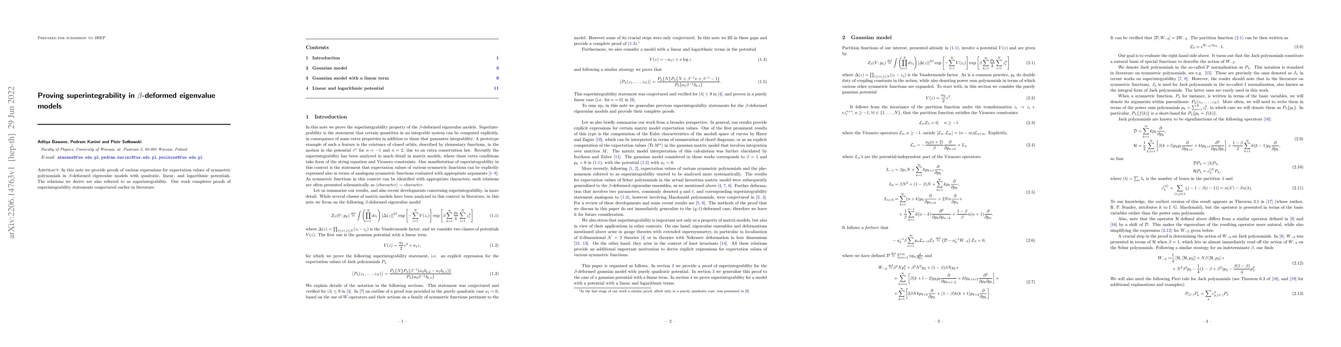 Thumbnail for Proving superintegrability in $\beta$-deformed eigenvalue models