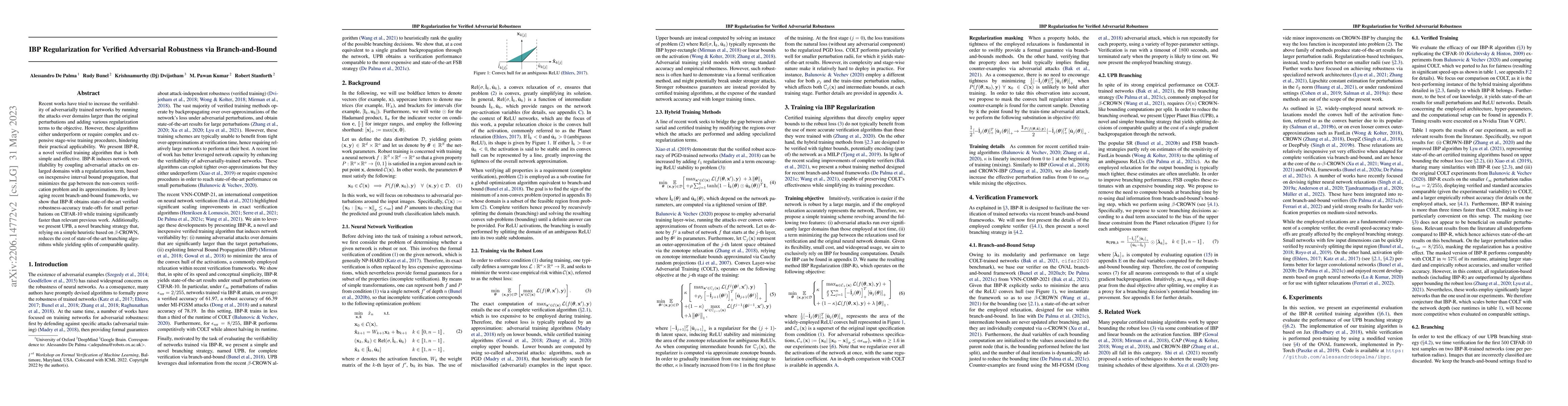 Thumbnail for IBP Regularization for Verified Adversarial Robustness via
  Branch-and-Bound