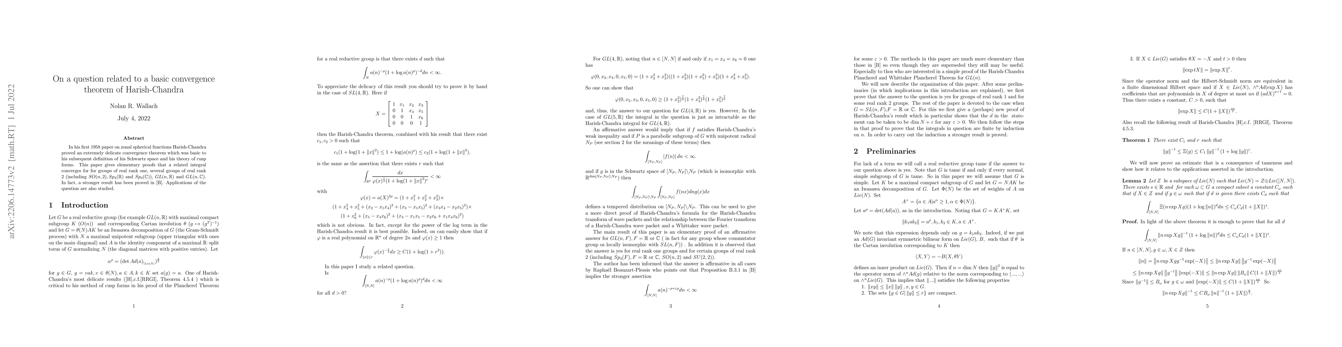 Thumbnail for On a question related to a basic convergence theorem of Harish-Chandra