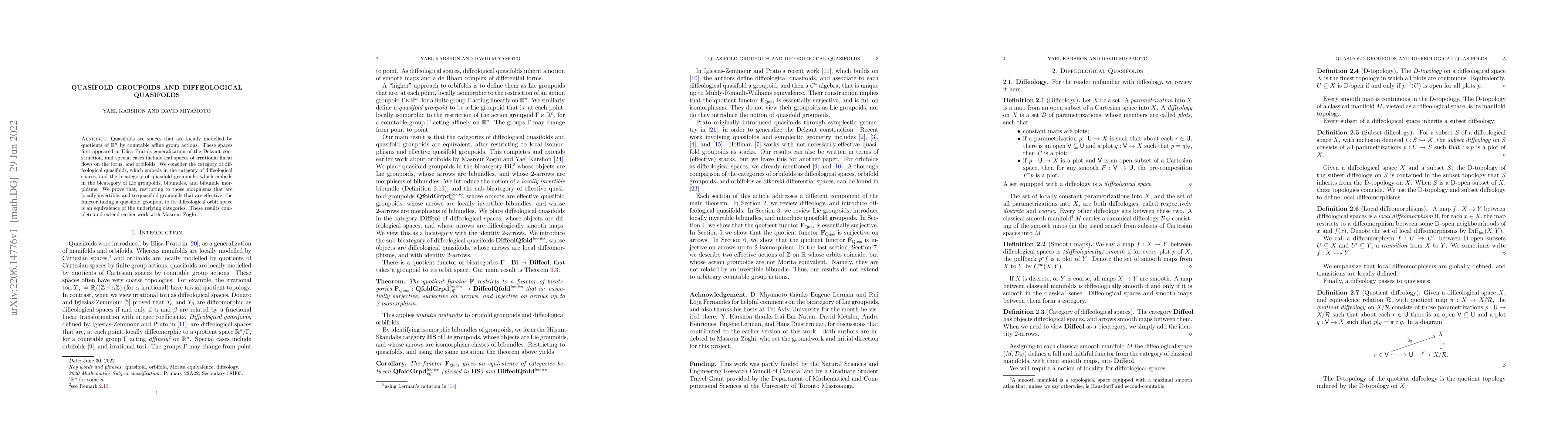 Thumbnail for Quasifold groupoids and diffeological quasifolds