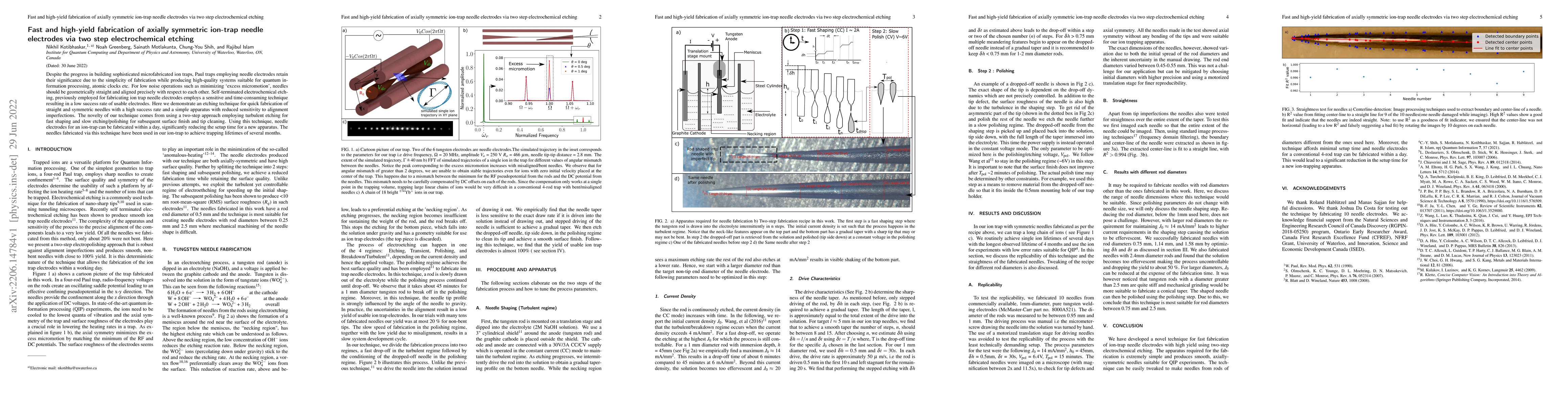 Thumbnail for Fast and high-yield fabrication of axially symmetric ion-trap needle
  electrodes via two step electrochemical etching