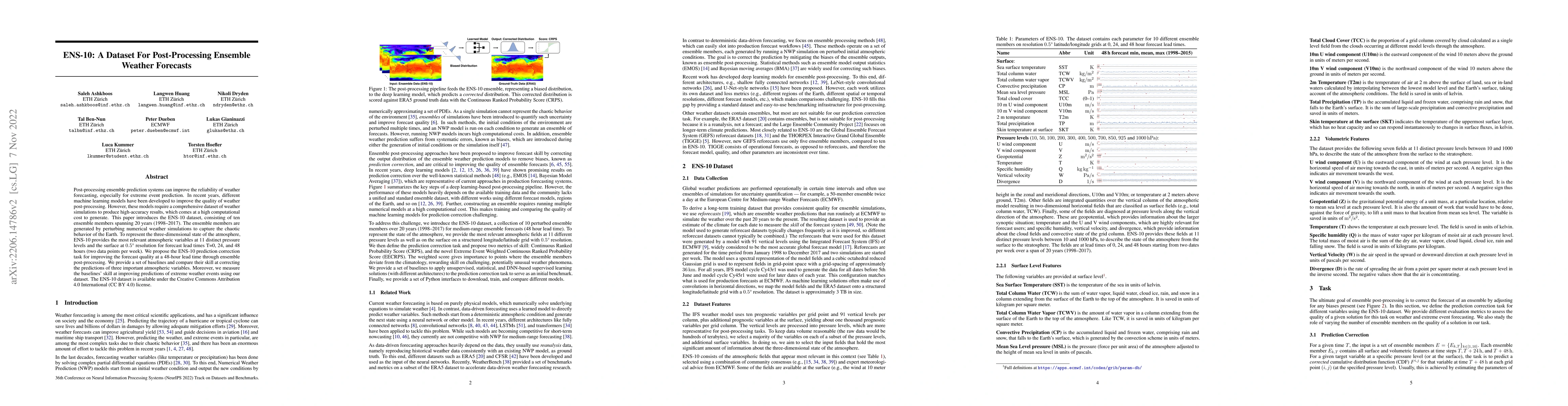 Thumbnail for ENS-10: A Dataset For Post-Processing Ensemble Weather Forecasts