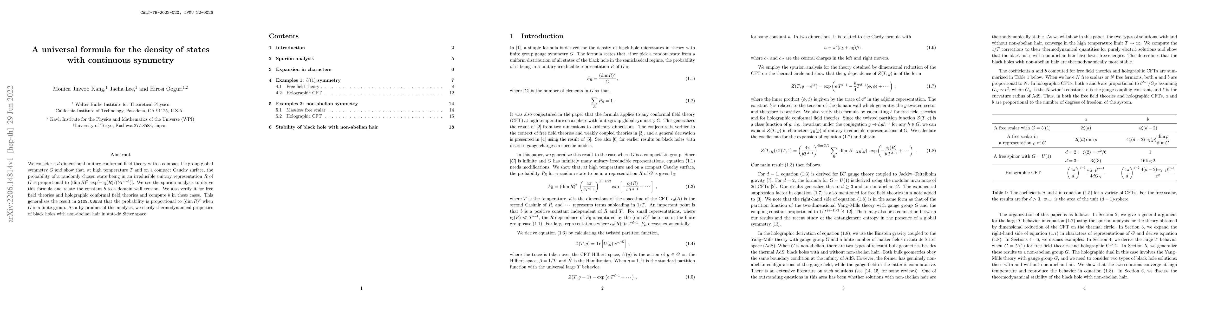 Thumbnail for A universal formula for the density of states with continuous symmetry