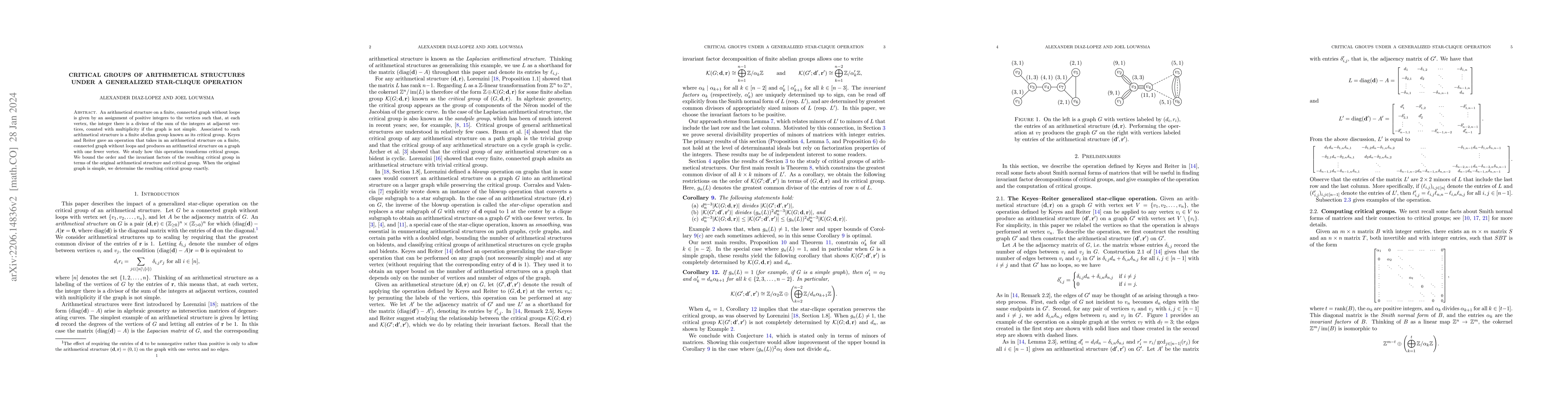Thumbnail for Critical groups of arithmetical structures under a generalized
  star-clique operation