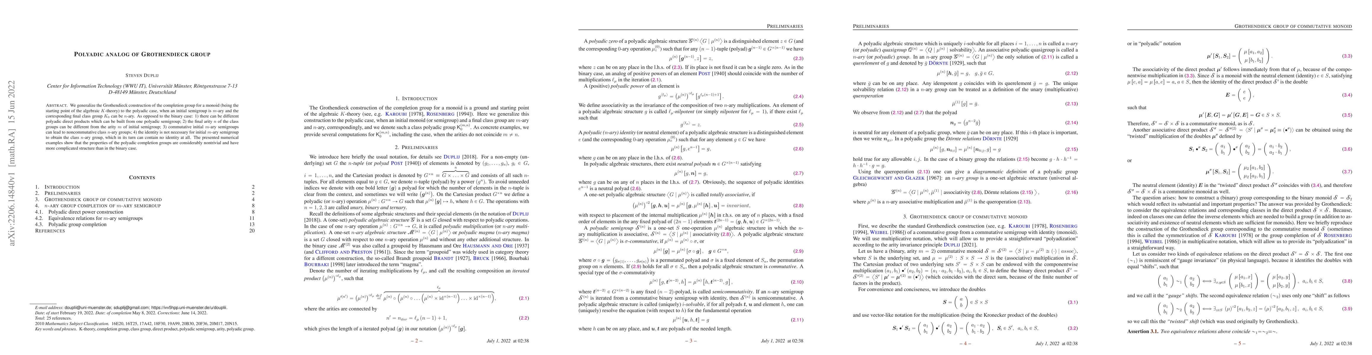 Thumbnail for Polyadic analog of Grothendieck group