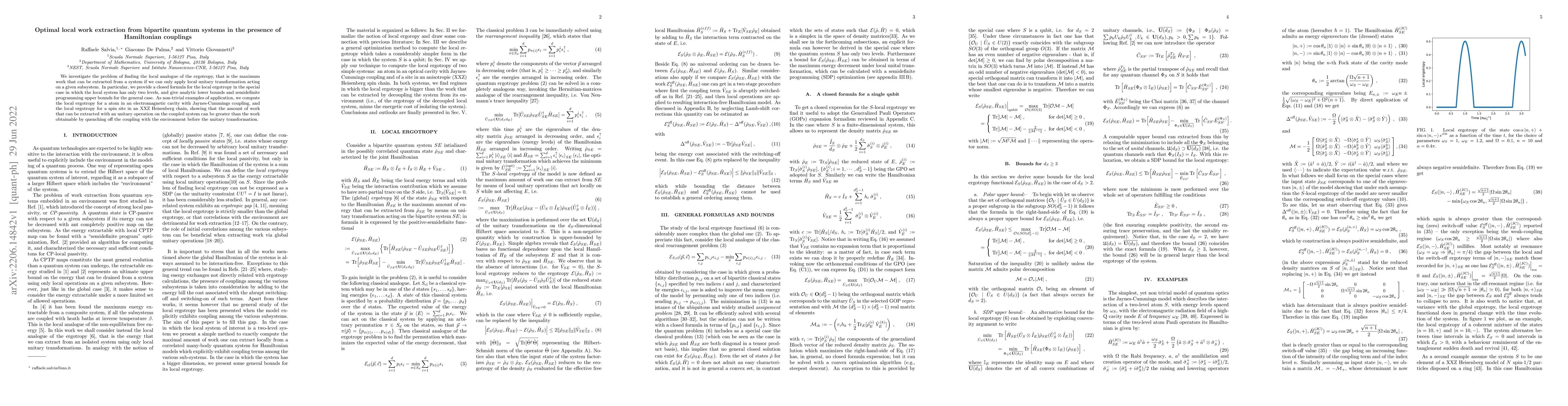 Thumbnail for Optimal local work extraction from bipartite quantum systems in the
  presence of Hamiltonian couplings