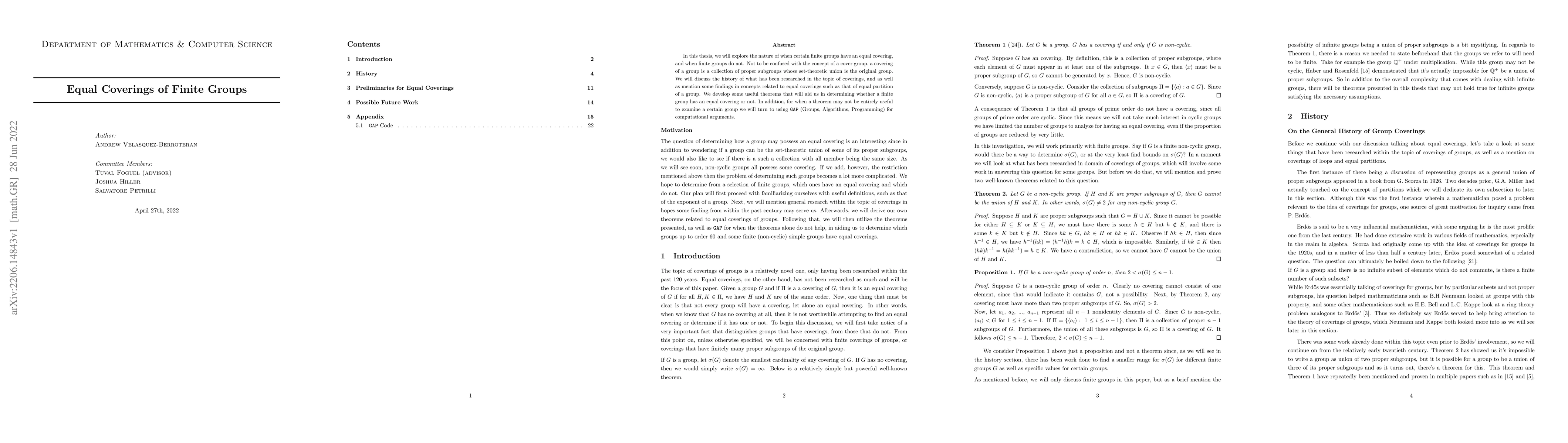 Thumbnail for Equal Coverings of Finite Groups