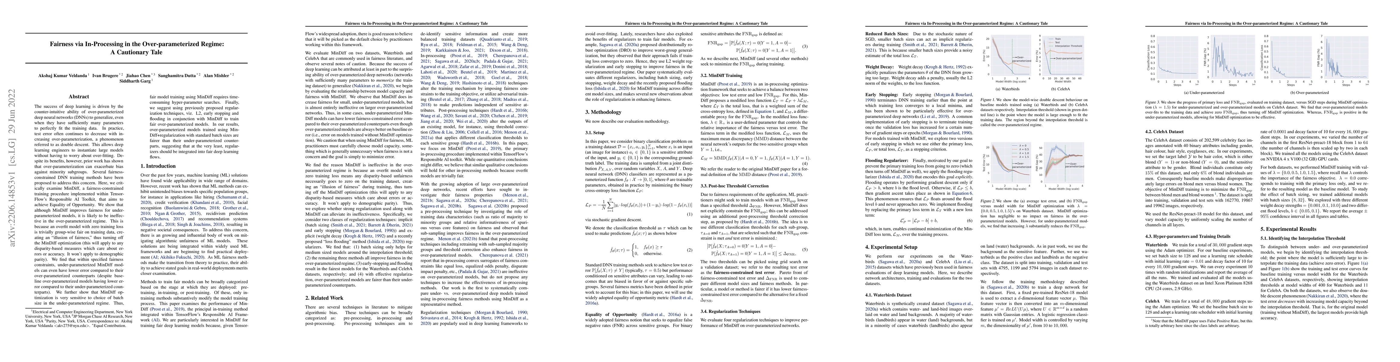 Thumbnail for Fairness via In-Processing in the Over-parameterized Regime: A
  Cautionary Tale