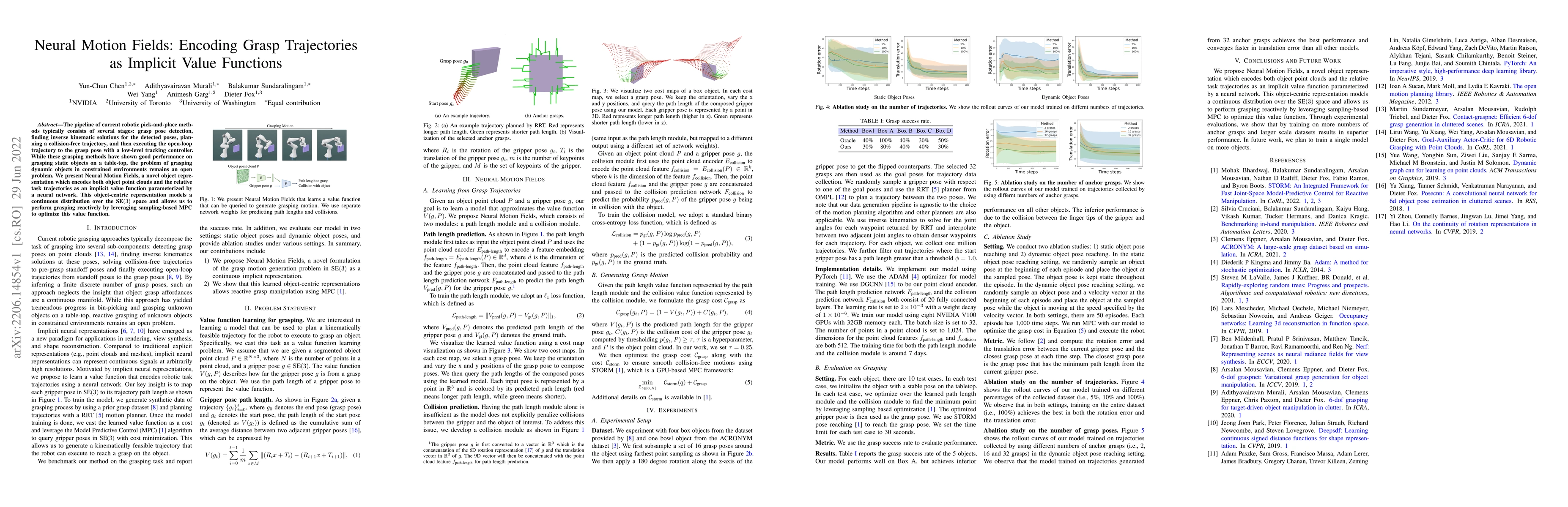 Thumbnail for Neural Motion Fields: Encoding Grasp Trajectories as Implicit Value
  Functions