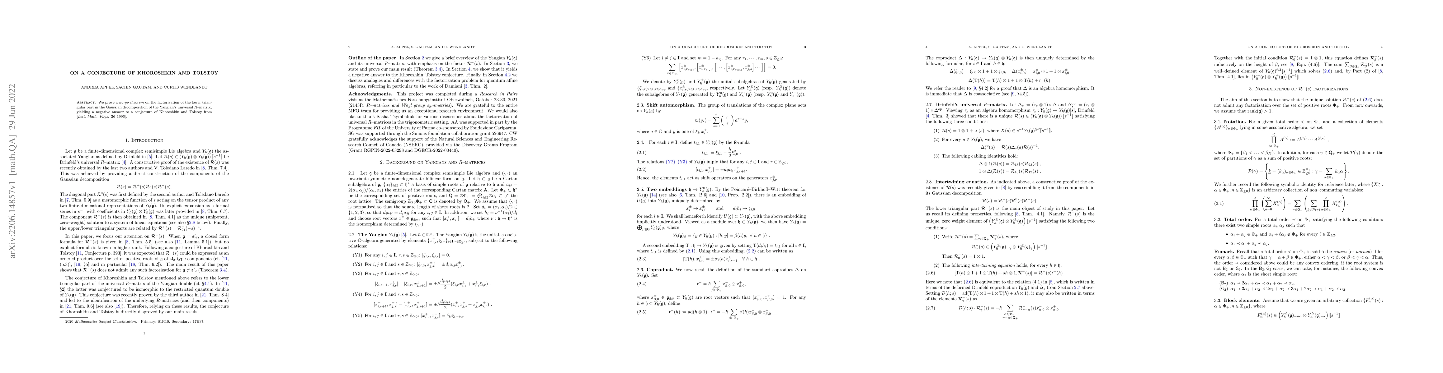 Thumbnail for On a conjecture of Khoroshkin and Tolstoy