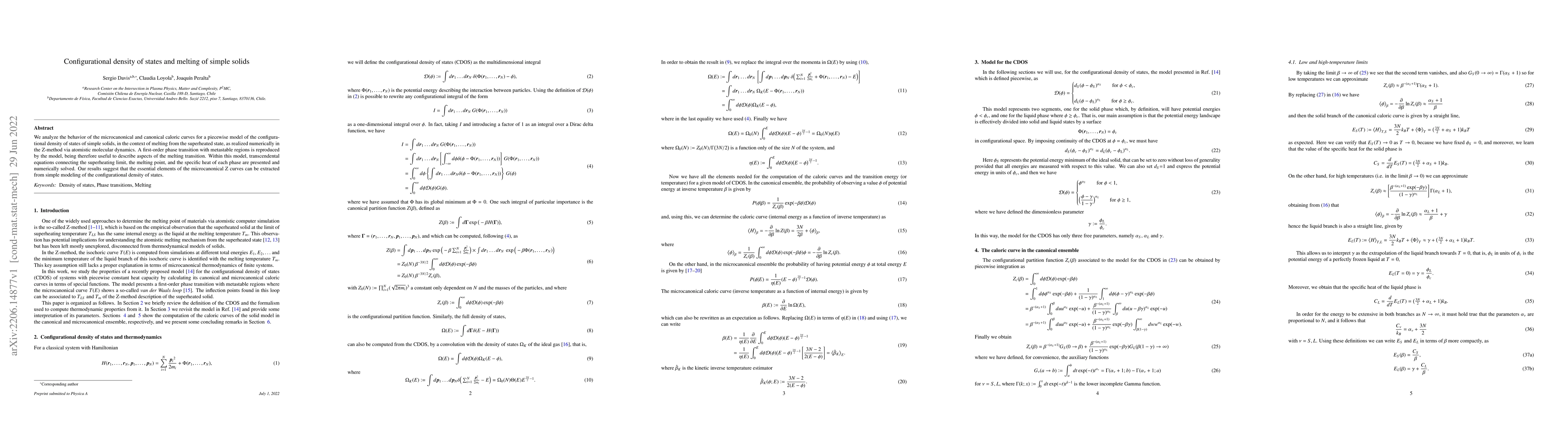 Thumbnail for Configurational density of states and melting of simple solids
