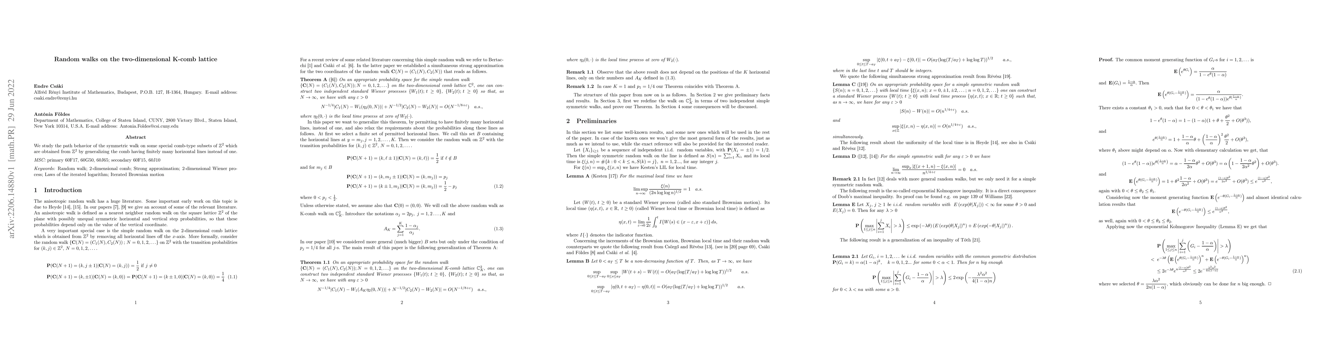 Thumbnail for Random walks on the two-dimensional K-comb lattice